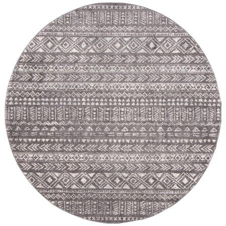 Flowers First 3 x 3 ft. Tulum Contemporary & Bohemian Round Power Loomed Rug; Dark Grey & Ivory FL1874419